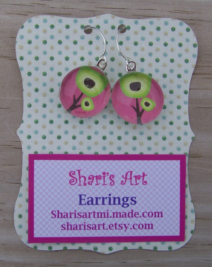 Light Green Flower Glass Drop Earrings