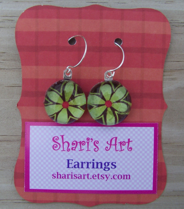 Light Green Flower Glass Drop Earrings