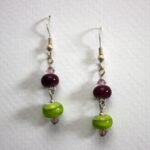 Handmade Lampworked Glass Beaded Sterling Earrings Purple & Green with Swarovski Crystals