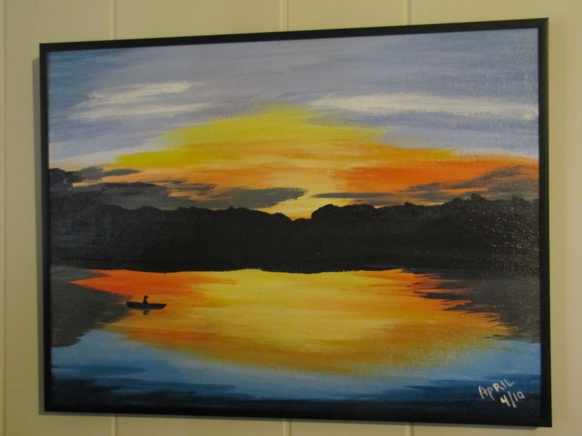 Sunset on Teal Lake Acrylic Painting Sunset on Teal Lake Acrylic Painting