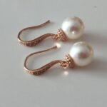 Rose Gold Pearl Earrings Wedding Jewelry Dangle Earrings Bridesmaid Jewelry Ivory Pearl Earrings
