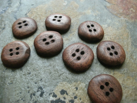 Eight Handmade Wood Buttons in Black Walnut