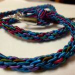 Black Guitar Rhinestone Pendant on Blue & Green Kumihimo Braid