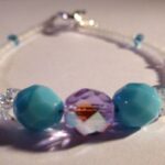 Turquoise Blue & Iridescent Violet Purple Czech Glass Crystal Bridal Bracelet