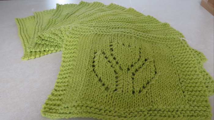 2 Dishcloth Knitted Tulip Hot Green