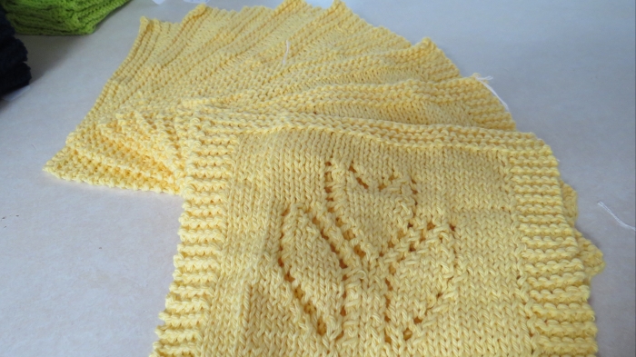 2 Dishcloths Knitted Tulip Yellow