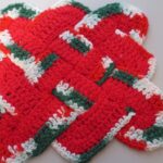 2 Sailors Knot Dishcloth Hotpad Doily Mistletoe Red White