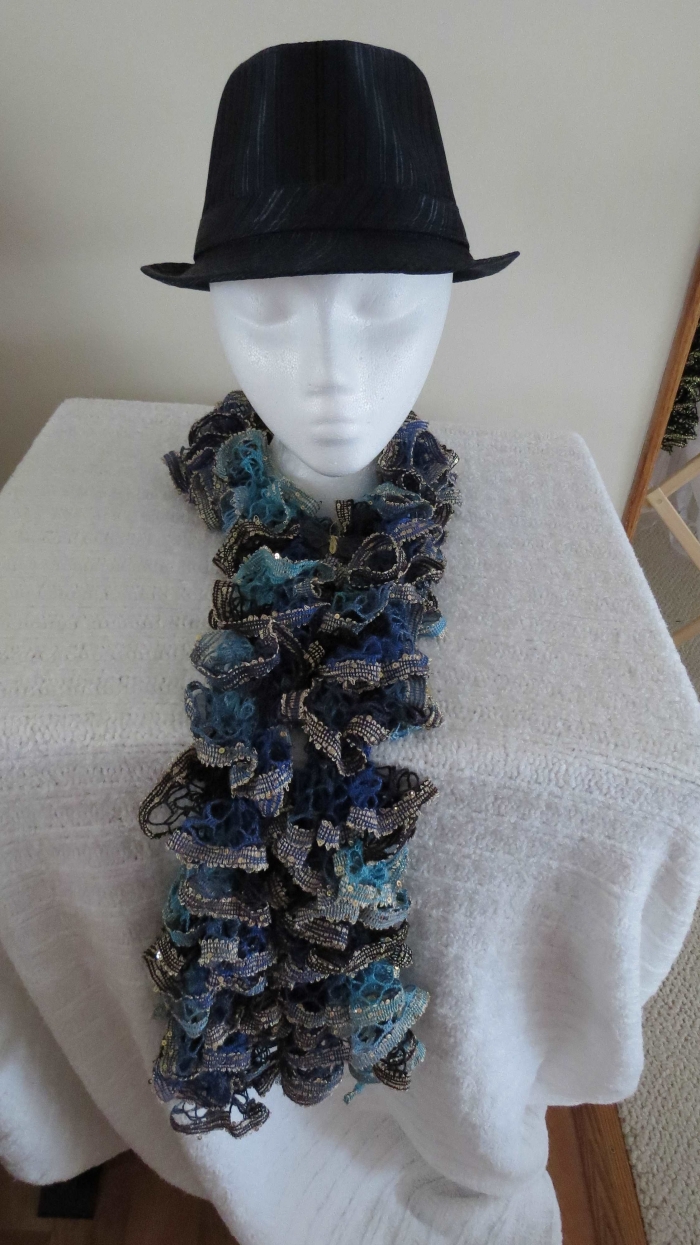 Ruffled Gold Black Blue Teal with Butterfly Pin and Fedora