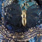 Ruffled Gold Black Blue Teal with Butterfly Pin and Fedora